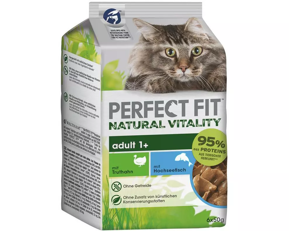 Perfect Fit Nassfutter Cat Pouch Mini Truthahn und Hochseefisch 6 x 50 g