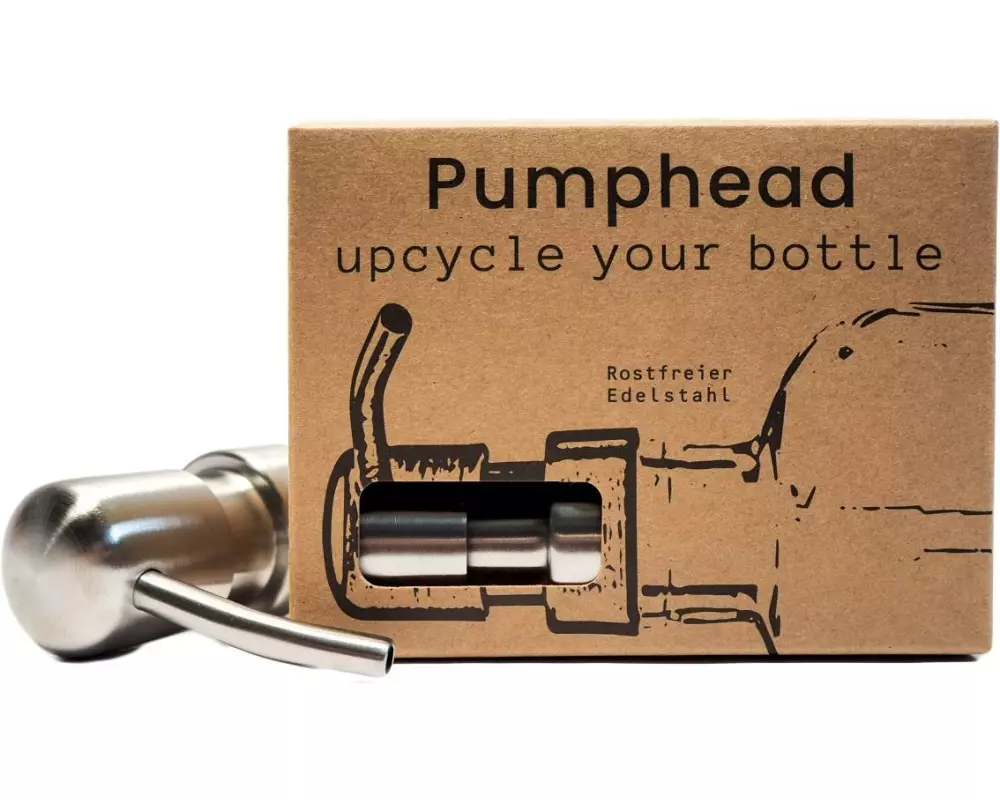 Pumphead Seifenpumpe für Glasgetränkeflaschen Silber