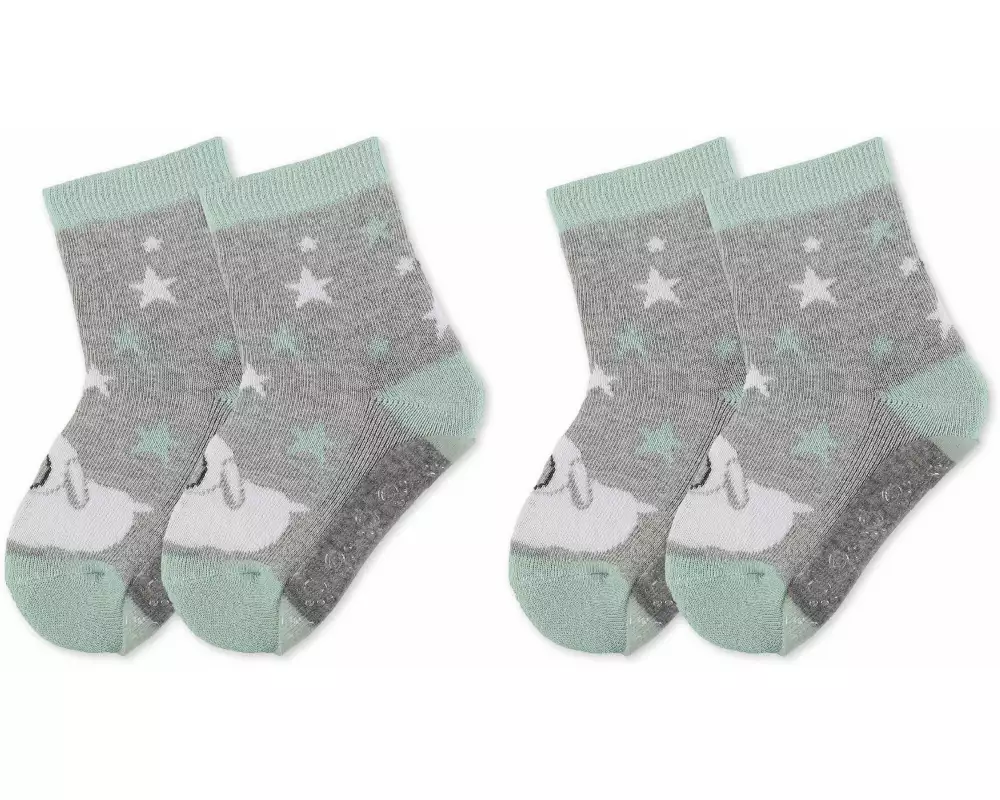 Sterntaler Antirutsch-Socken 2er Set Stanley Silber Melange Gr. 18