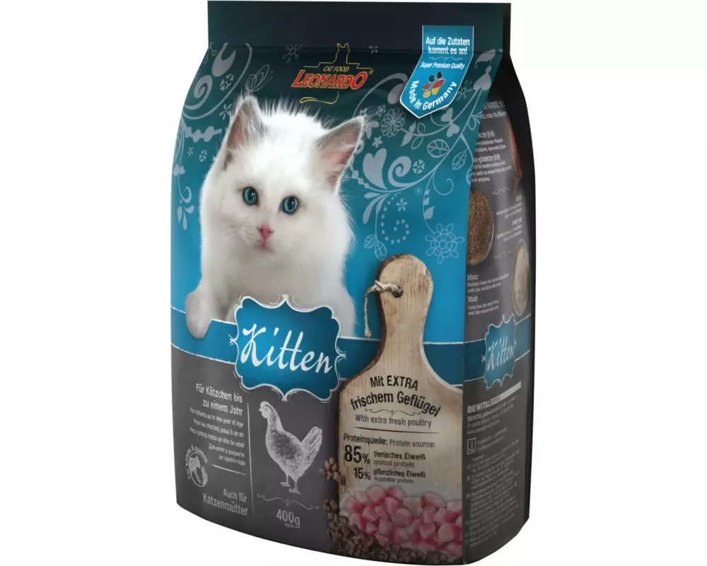 Leonardo Cat Food Trockenfutter Kitten Geflügel, 400 g