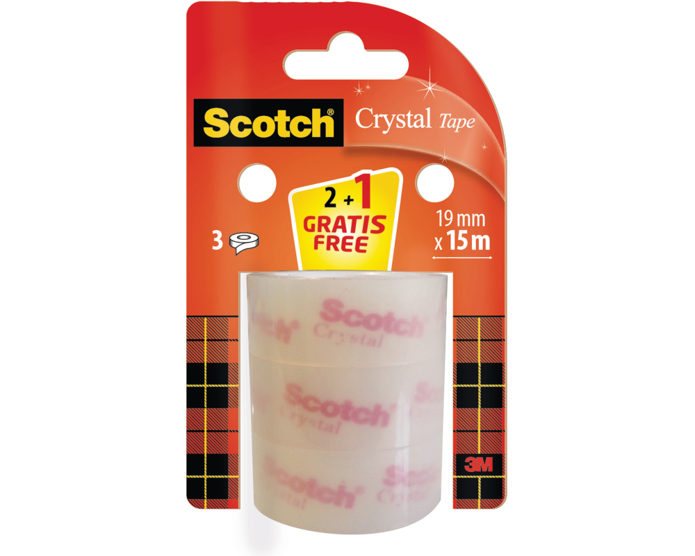 SCOTCH Klebeband Crystal 19mmx15m 6-1915R2N+1 2 Rollen + 1 gratis