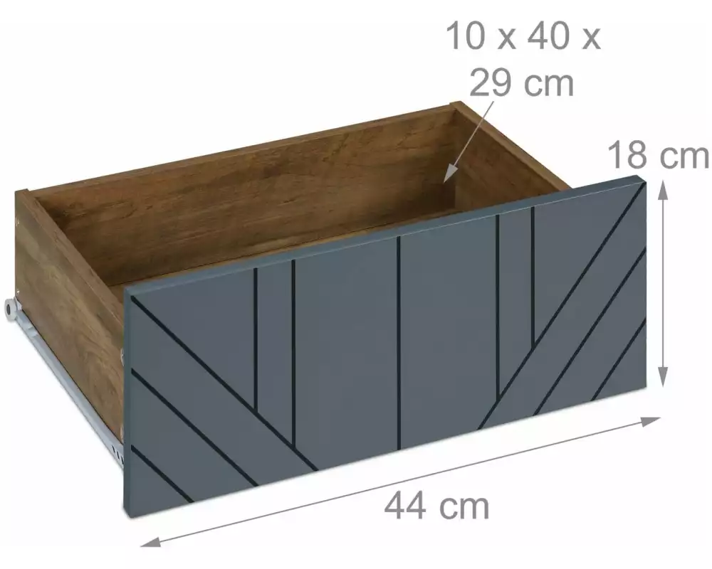 relaxdays Nachttisch mit 2 Schubladen 60 x 48 cm, Grau/Nature
