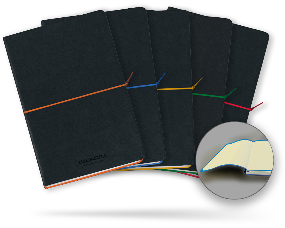 AURORA Notizbuch Softcover A5 2396TESJ schwarz/ gelb, liniert 192 S.