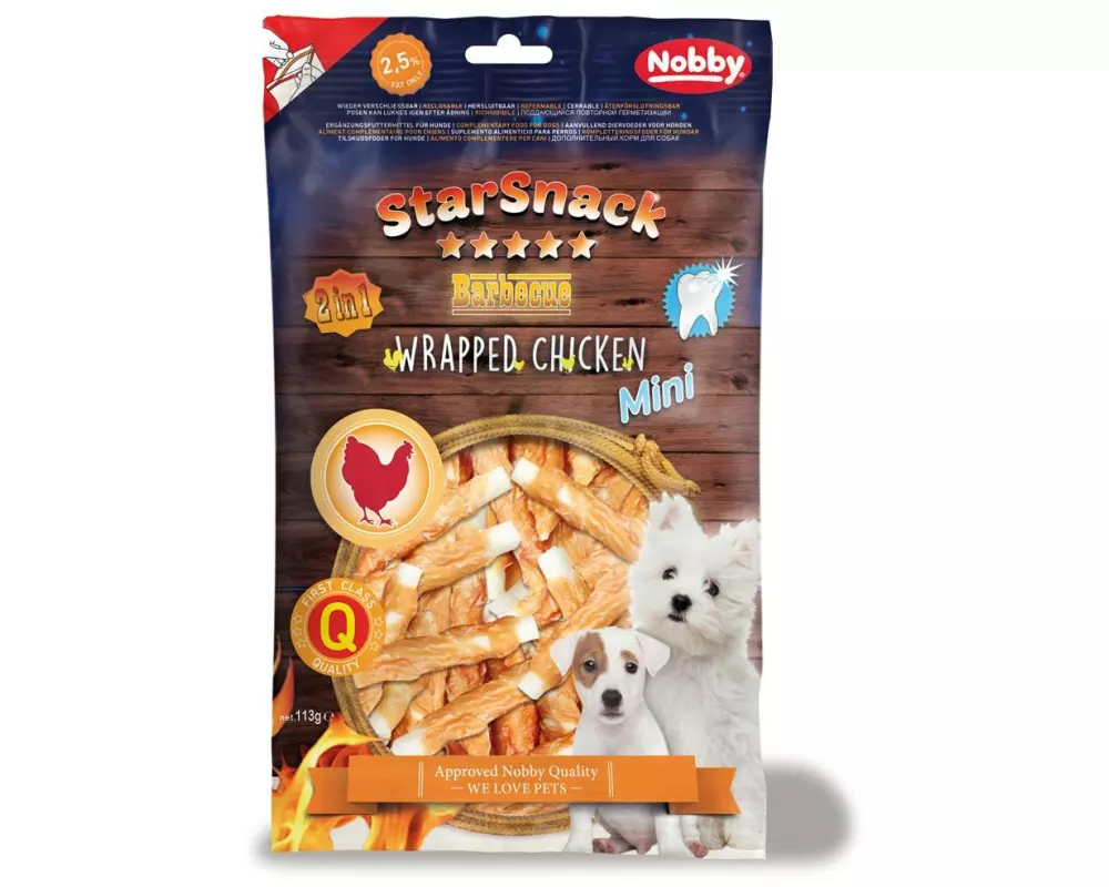 Nobby Kausnack StarSnack Barbecue MINI Wrapped Chicken, 113 g