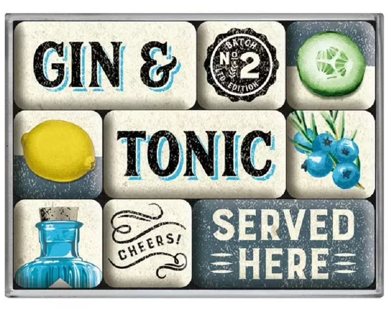 Nostalgic Art Magnet-Set Gin & Tonic 1 Stück, Mehrfarbig