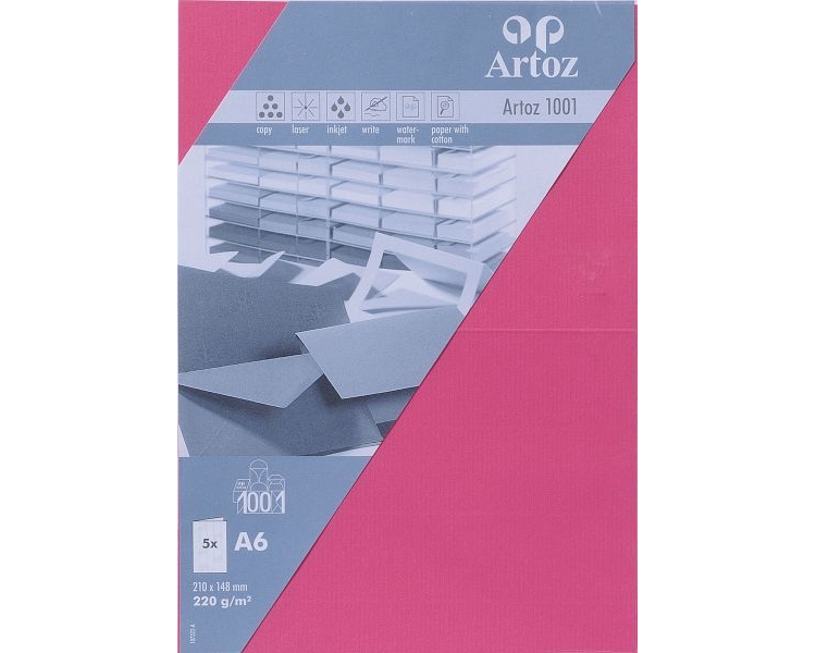 ARTOZ Karten 1001 A6 107322264 220g, fuchsia 5 Blatt