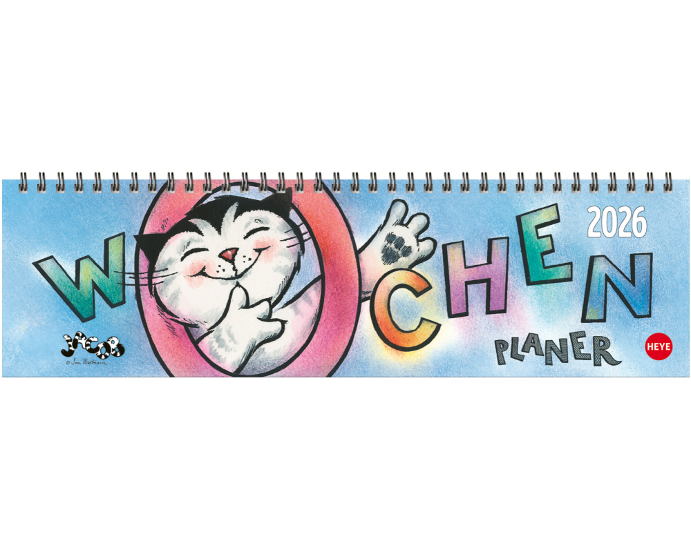 HEYE Wochenplaner Kater Jacob 2026 1350+26 1W/1S DE 32.5x9.3cm