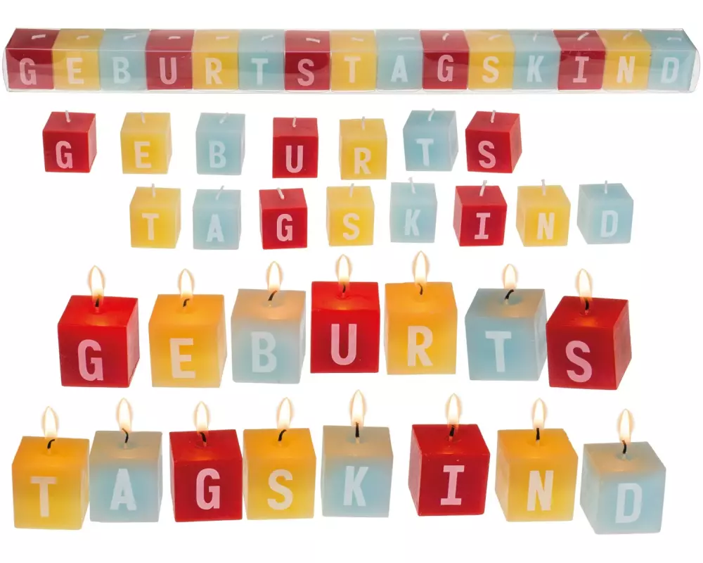 G. Wurm Kerze Geburtstagskind 15-er Set, Mehrfarbig