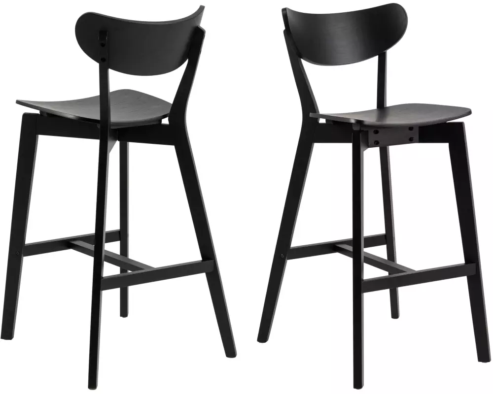 AC Design Barhocker Roxby, 2 Stück, 45 x 105 cm, Schwarz