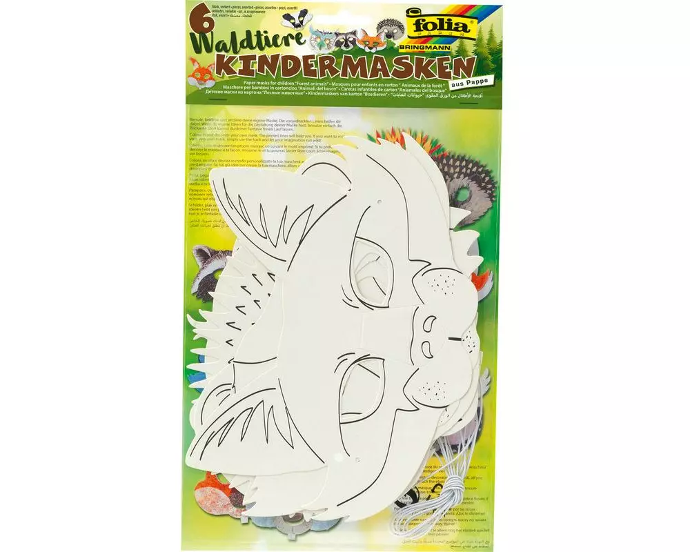 Folia Kindermasken WALDTIERE Waldtiere aus Karton weiss