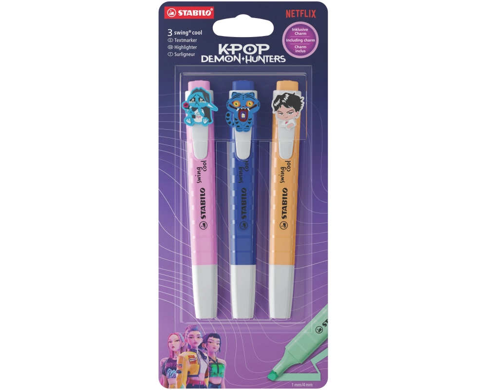 STABILO Swing cool K-pop Demon Hunters Blister rosa, blau, orange