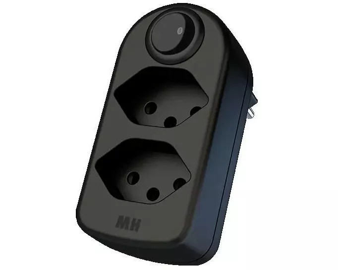 Max Hauri Mehrfachstecker maxADAPT 2 x T13 mit Schalter, Schwarz