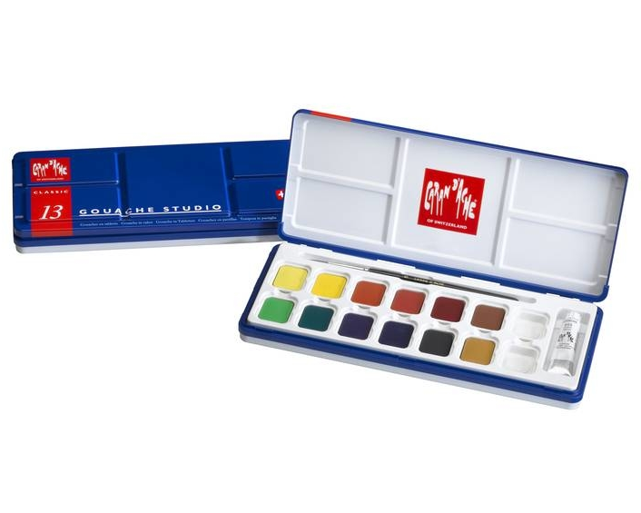 CARAN D'ACHE Deckfarbe Gouache 1000.413 12 Farben Deckweiss
