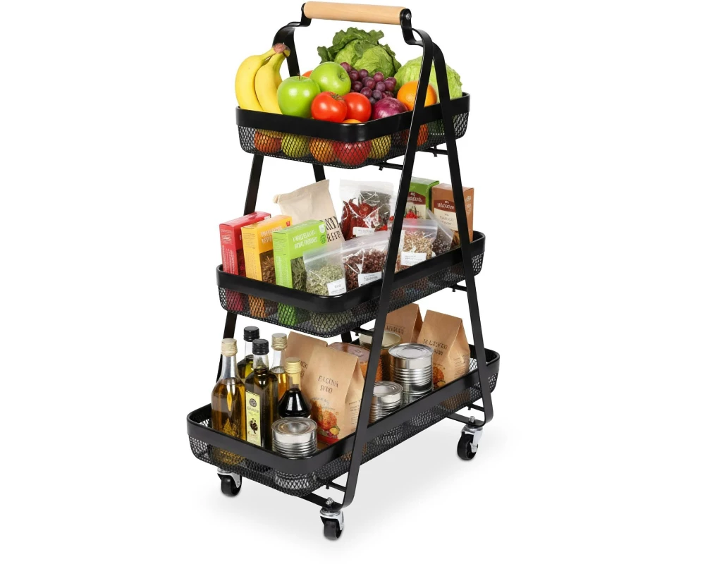 relaxdays Küchenwagen 84.5 x 57 x 31 cm Schwarz