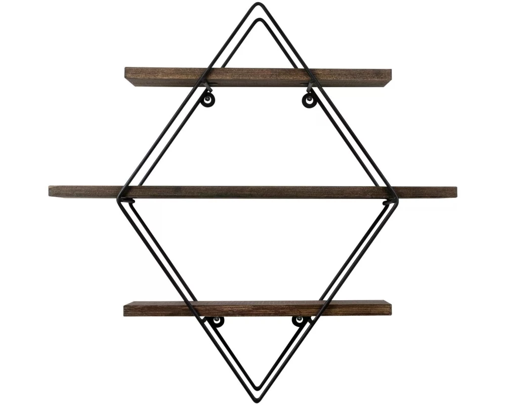 Woody Fashion Wandregal Erysimum 60 x 40 x 15 cm, Schwarz/Walnuss