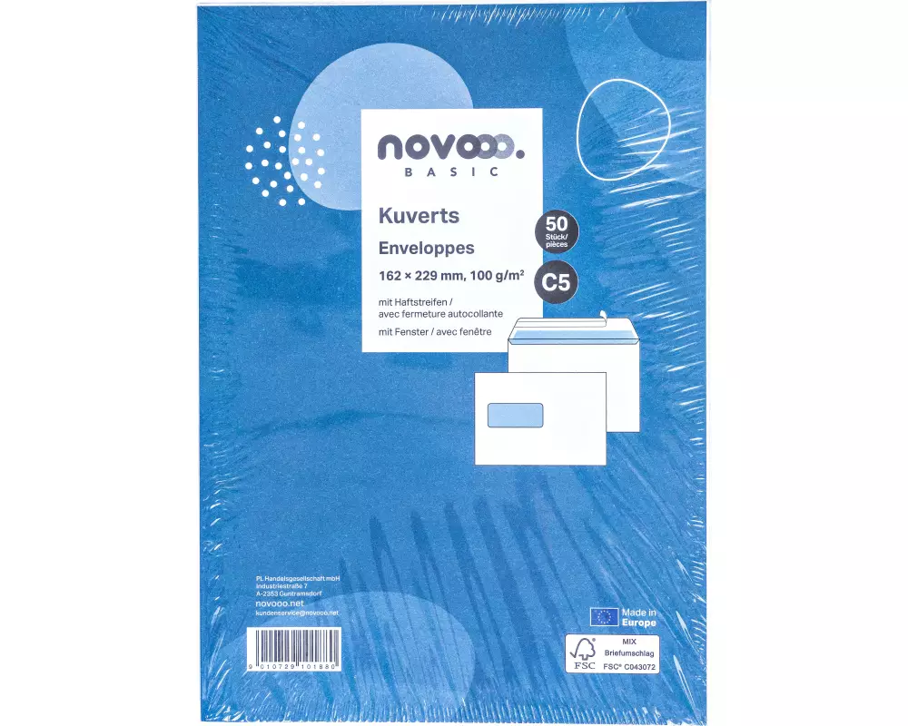 NOVOOO Couvert m/Fenster links C5 731514 100g, weiss 50 Stück