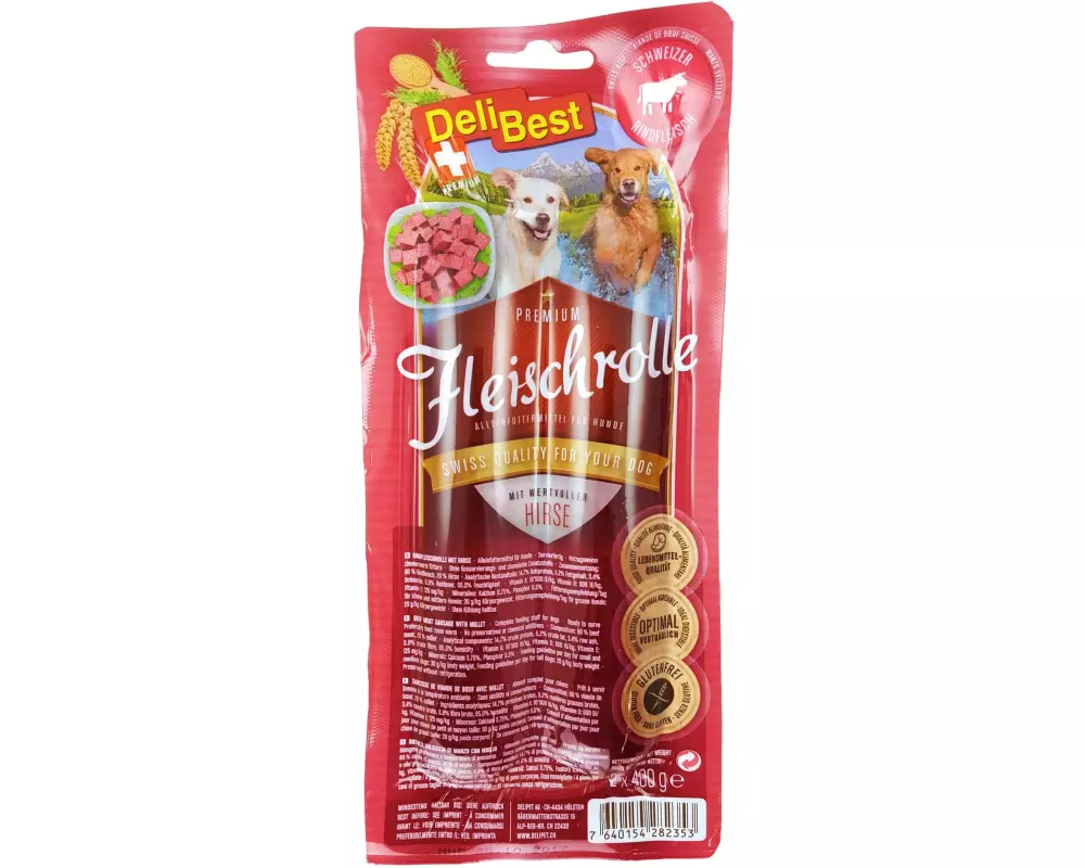 DeliBest Fleischrolle, Hirse / Rind, 2 x 400 g