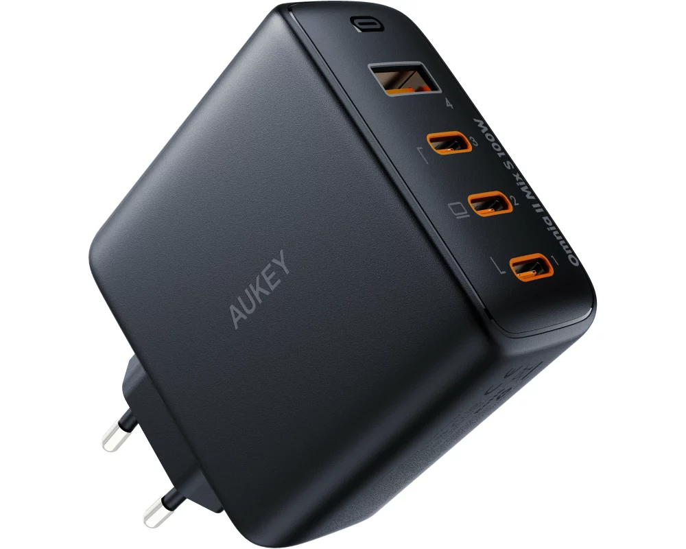 AUKEY OmniaMix II 100W GaN PD PA-B7S BK 4-Port, Wall Charger Black