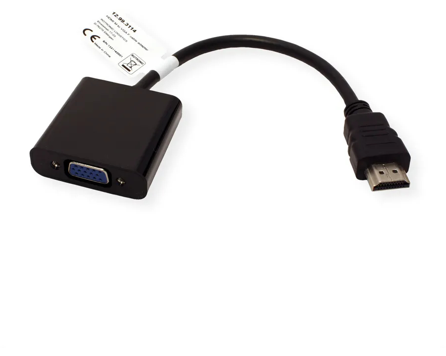 VALUE HDMI - VGA Adapter 12.99.3114 Black, ST/BU, 1080p 15cm