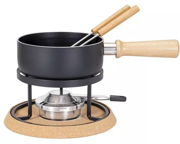 Kadastar Käsefondue-Set Bernina 5 Teile, Schwarz