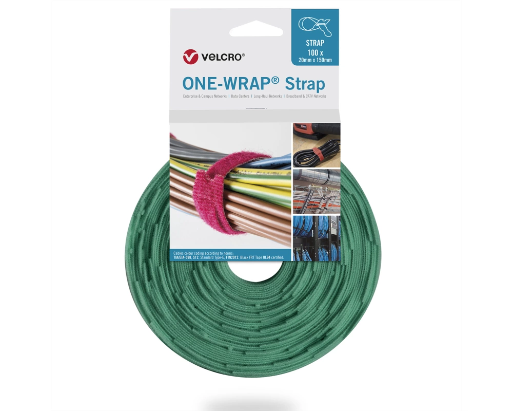 VELCRO One Wrap Strap 20mm x 330mm, 100 Stück, grün