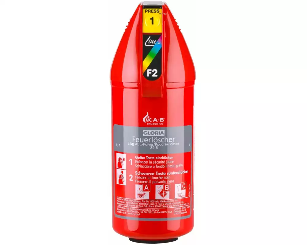 Gloria Feuerlöscher Pulver Brandklasse ABC, 2 kg