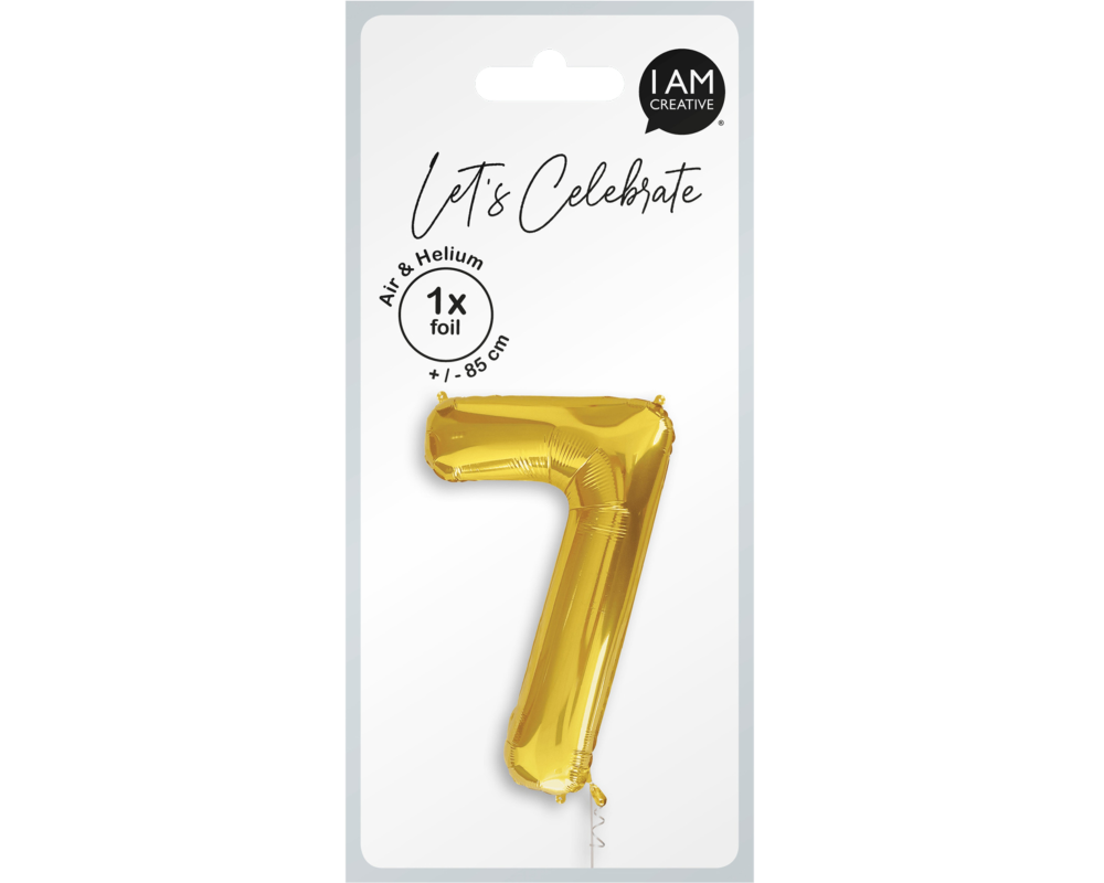I AM CREATIVE Folienballon Zahl 7 85cm 1000-1052 gold