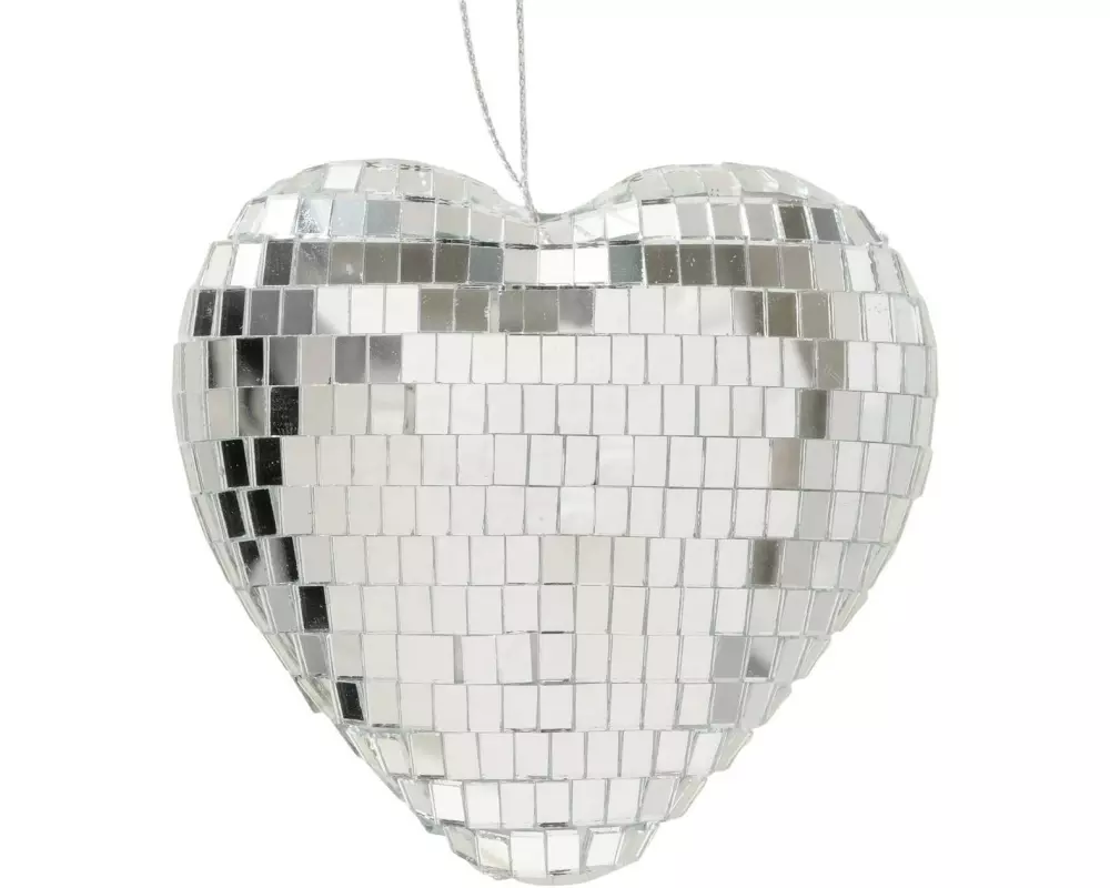 Boltze Weihnachtsschmuck Herz Disco Silber, 10 x 10 cm
