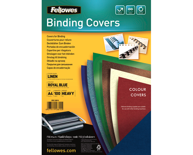 FELLOWES Leinenstruktur Cover A4 5381502 blau 100 Stück
