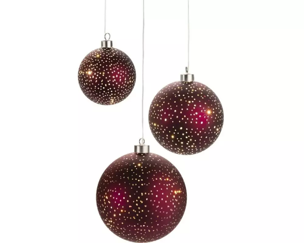 STT Hänger Set Ball, 3 Stück, Bordeaux