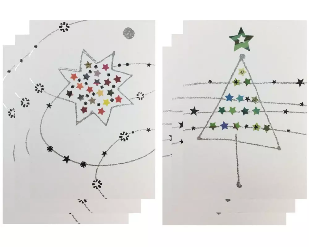 ABC Weihnachtskarte Stern und Tanne 10.1 x 15 cm, 6 Stück