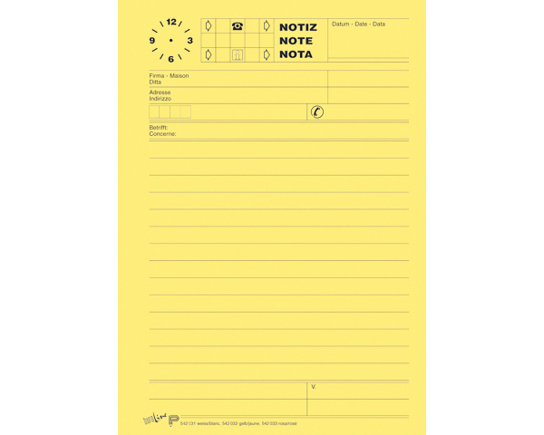 BÜROLINE Telefonblock D/F/I A5 725265 65g, gelb 80 Blatt