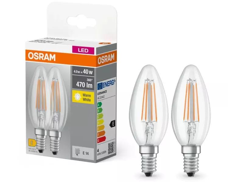 OSRAM Lampe LED BASE CLASSIC B 4W, E14, Warmweiss (WW)