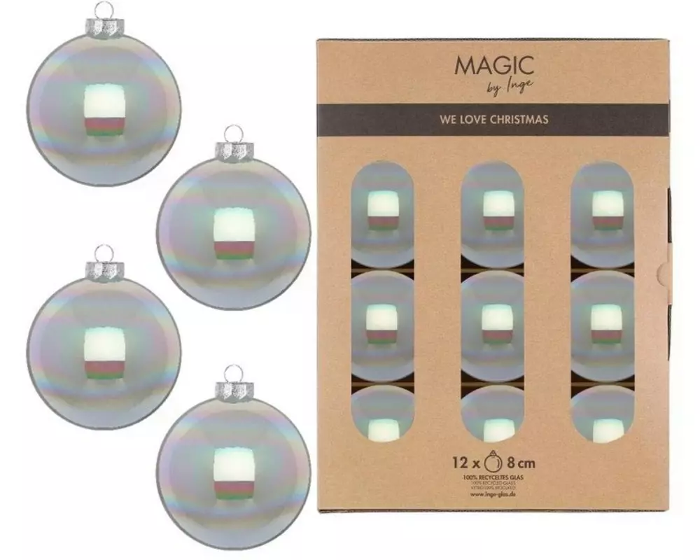 INGES CHRISTMAS DECOR Weihnachtskugel Dazzling 12 Stück, Hellblau