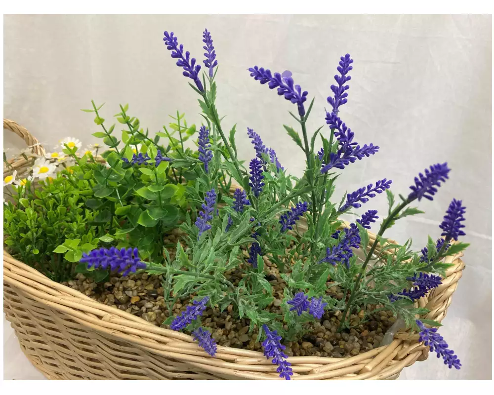 Dameco Kunstblume Lavendel und Kamille im Korb, 40 x 54 x 24 cm