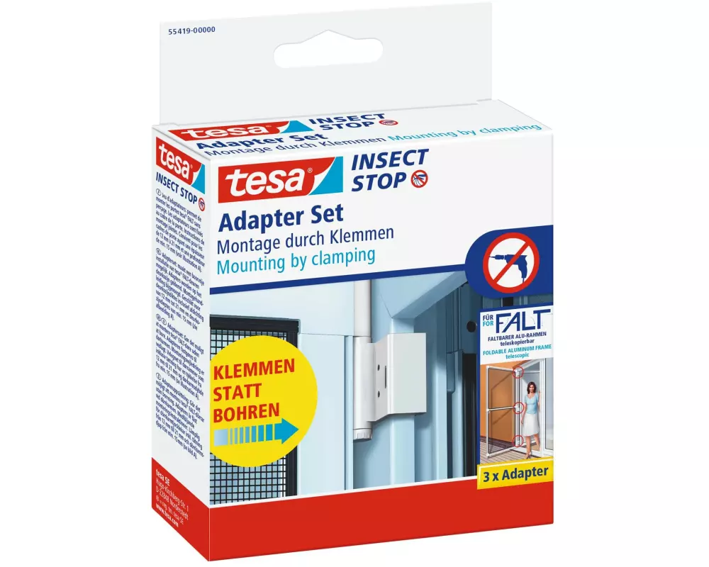 tesa Adapter für Fliegengitter FALT, Weiss
