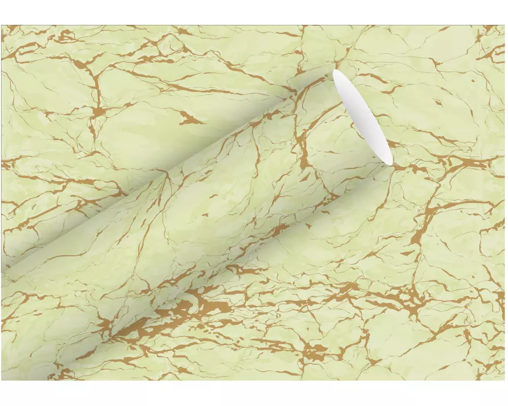 Braun + Company Geschenkpapier Marmor 2 m x 70 cm, Gold/Grün
