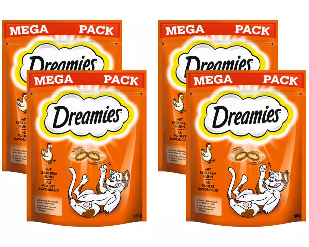 Dreamies Katzen-Snack mit Huhn, 4 x 180g