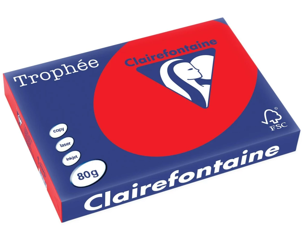 Clairefontaine Kopierpapier Trophée Colored Copy FSC A3, Rot, 80 g/m²