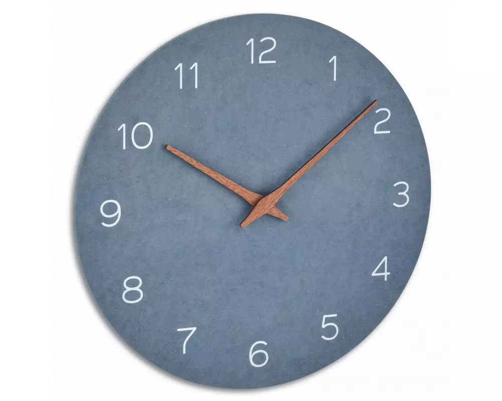 TFA Dostmann Wanduhr Analog mit Holz-Optik Ø 29.7 cm, Taubenblau
