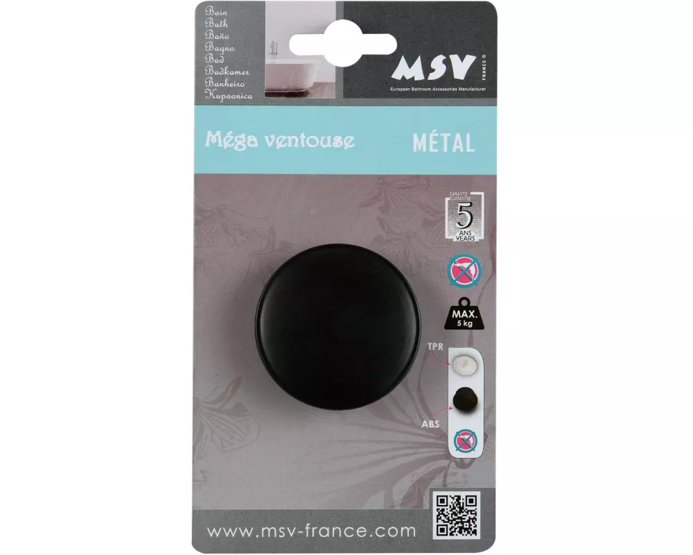 MSV Handtuchhalter mit Saugnapf Schwarz