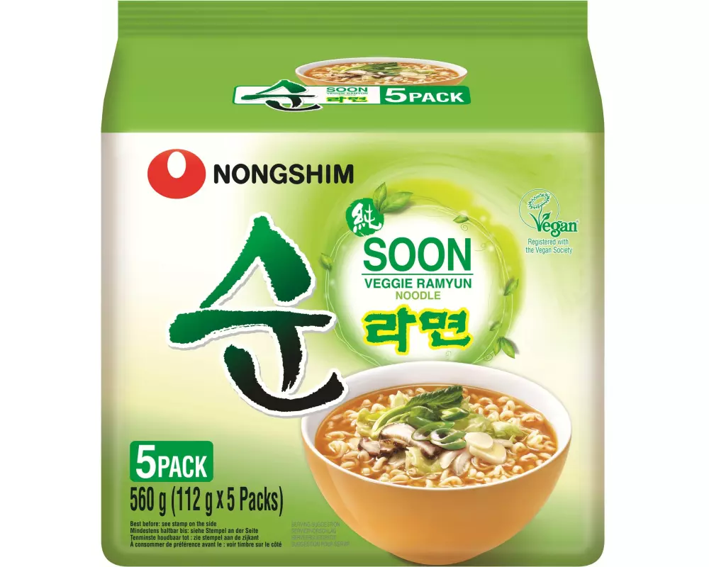 Nongshim Soon Veggie Noodle Soup 5 x 112 g