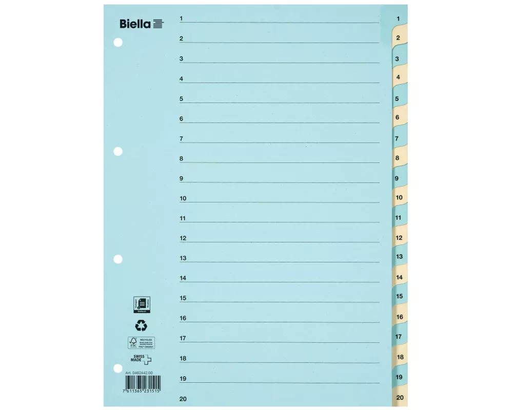 Biella Register A4 1 - 20 Karton