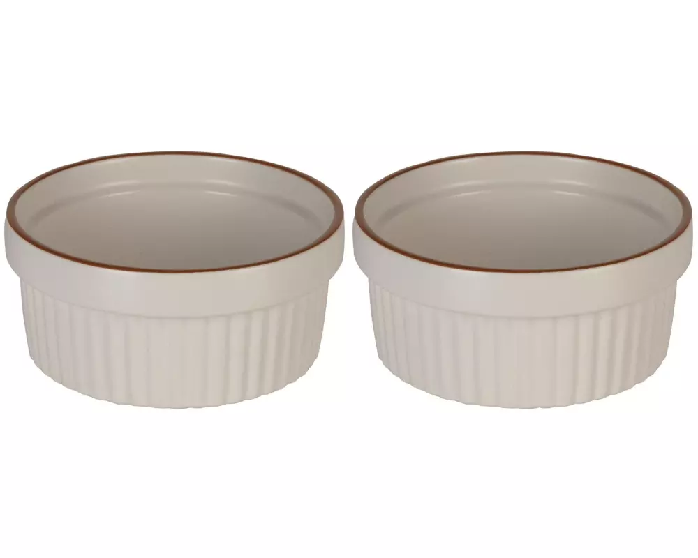 FURBER Auflaufform-Set 2 Stück, 290 ml Rund, Sandweiss