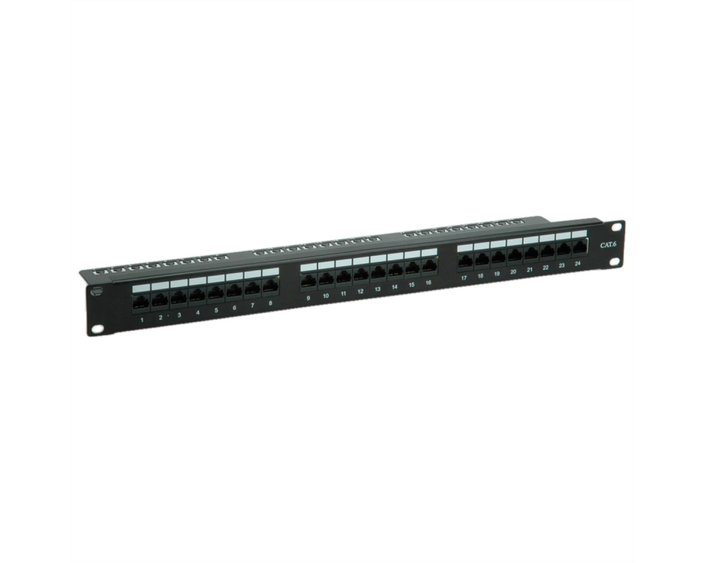 VALUE Cat.6 (Class E) 19-Zoll-Patchpanel, 24P, ungeschirmt, schwarz