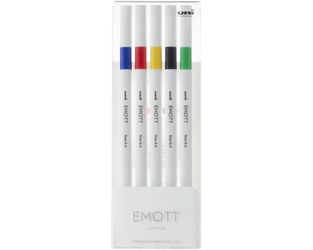 Uni Fineliner Emott Vivid 0.4 mm, 5er-Set