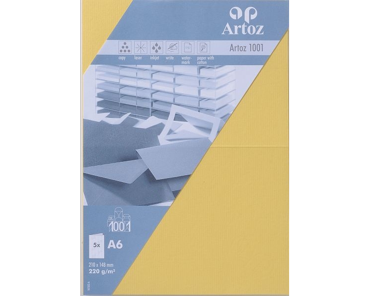 ARTOZ Karten 1001 A6 107322262 220g, lichtgelb 5 Blatt