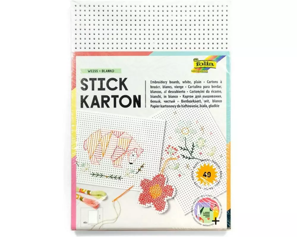 Folia Stickkarton weiss unbedruckt 300 g/m² 17.5 x 24.5 cm weiss