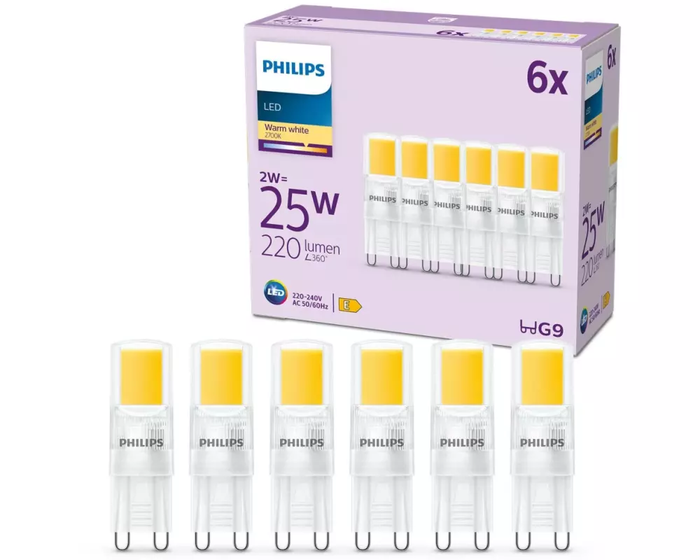 Philips Lampe (25W), 2W, G9, Warmweiss, 6 Stück