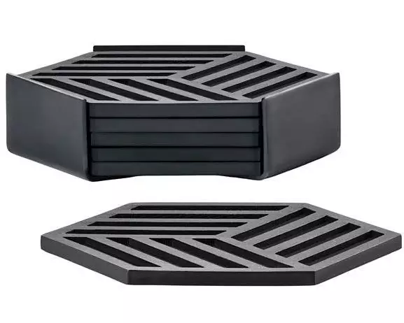 Zone Denmark Glasuntersetzer Hexagon 6er Set Schwarz